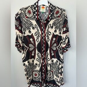 FARM Rio Black and Cream Floral Blouse